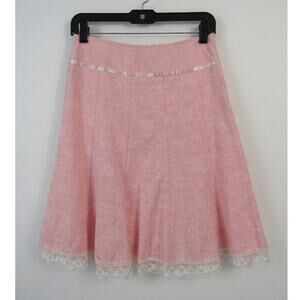 Hardy Amies London USA 4 Jacquard Baby Pink Skirt Ruffles  Vintage VTG